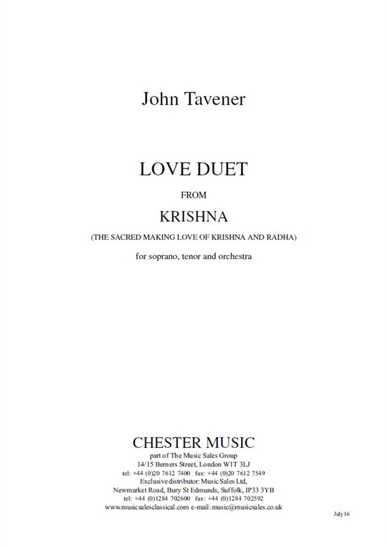 John Tavener: Love Duet From Krishna (Full Score)
