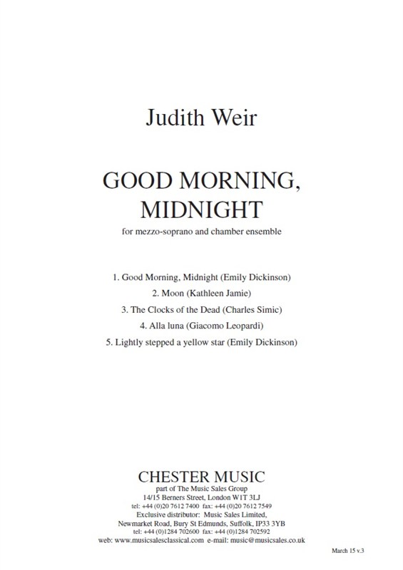 Judith Weir: Good Morning, Midnight (Study Score)