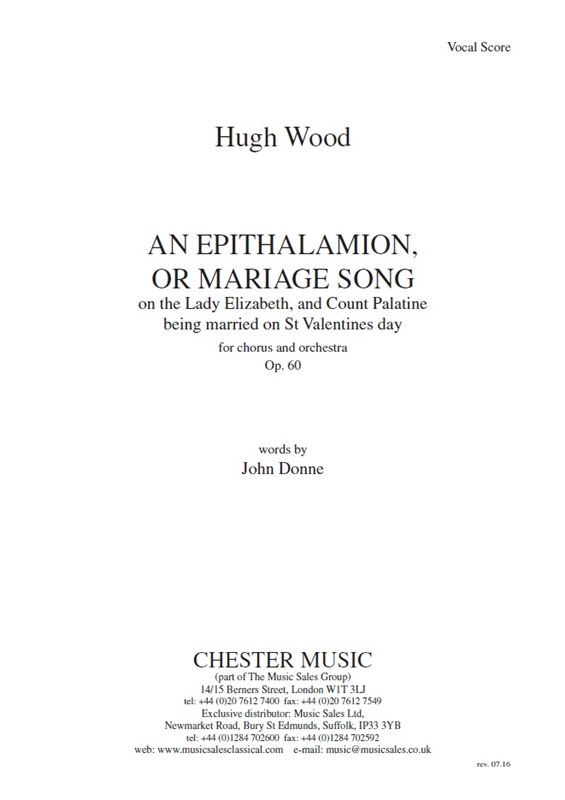 Hugh Wood: An Epithalamion, Or Mariage Song (Vocal Score)