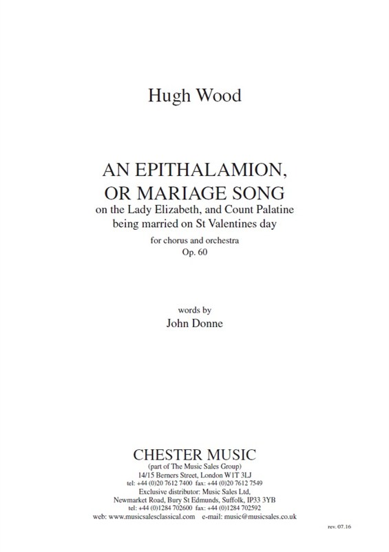 Hugh Wood: An Epithalamion, Or Mariage Song (Full Score)