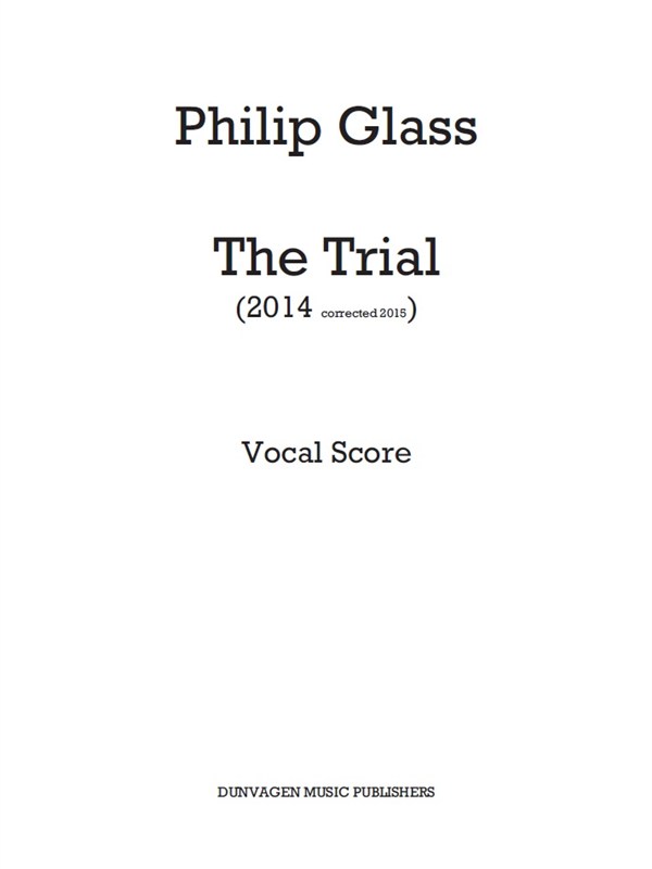 Philip Glass: The Trial (Vocal Score)