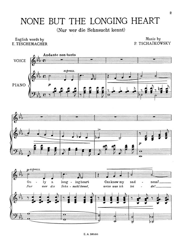 Tschaikowsky None But The Longing Heart Pv