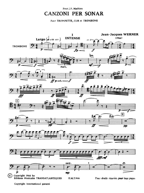Jean Jacques Werner: Canzoni Per Sonar