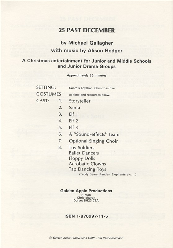 Alison Hedger/Michael Gallagher: 25 Past December (Pupil's Book)