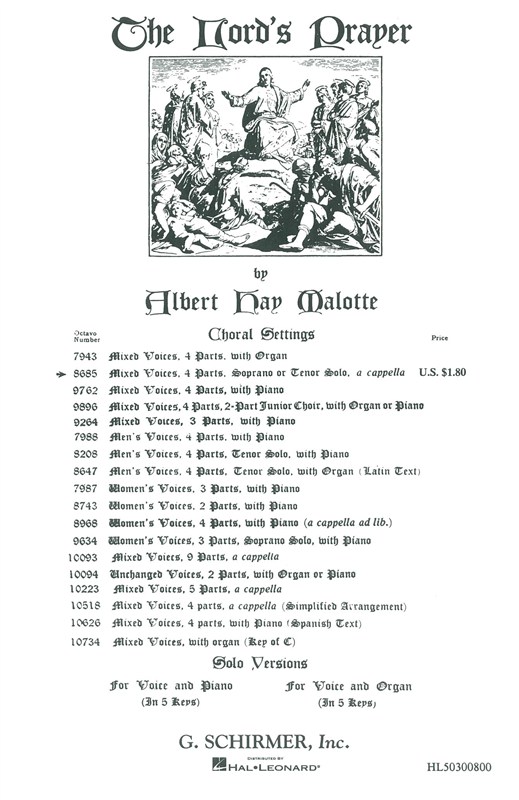 Albert Hay Malotte: The Lord's Prayer (Sop/Ten/SATB)