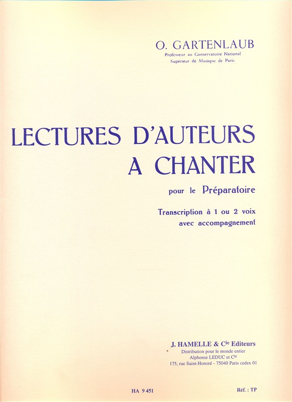 Lectures d'auteurs à chanter pour le préparatoire