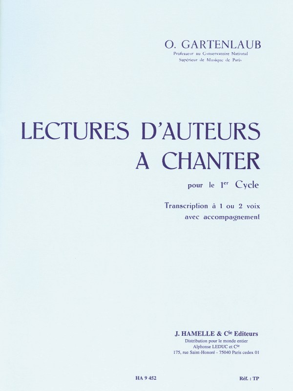 Gartenlaub Lectures D'auteurs A Chanter Cycle 1 1 Or 2 Voices Book