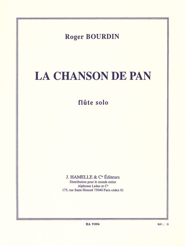 Bourdin Chanson De Pan Flute Solo Book