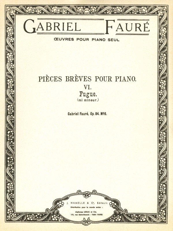 Gabriel Fauré: Fugue Op.84, No.6 in E minor (Piano solo)
