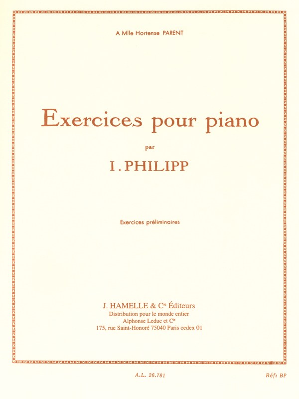 Philipp Exercices Pour Piano Exercices Preliminaires Piano Book