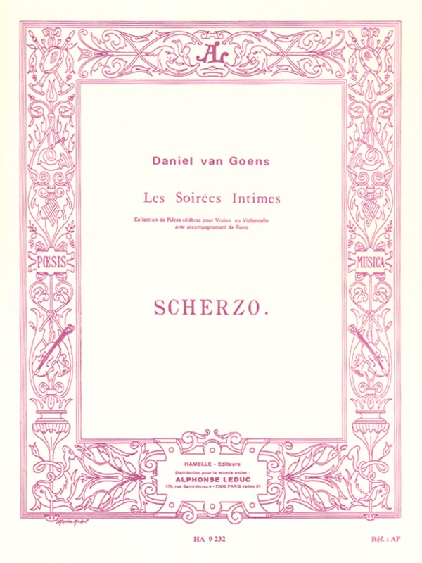 Van Goens Scherzo Op.12 Cello & Piano Book