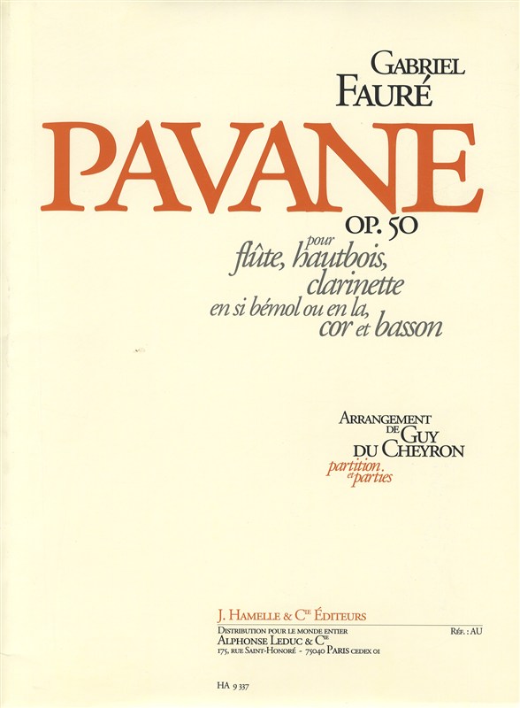 Pavane Op 50 Fl Ob Cla Fhn Bsn Sc/Pts