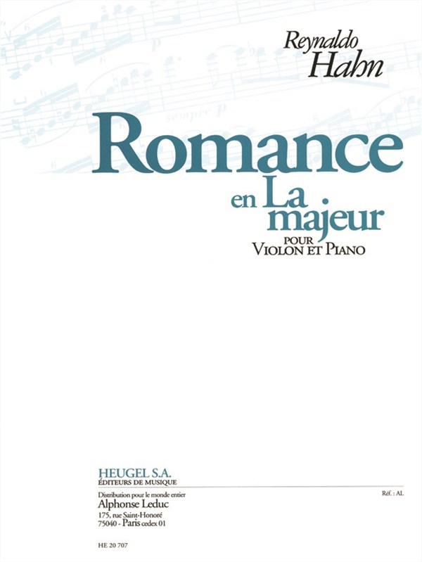 Reynaldo Hahn: Romance In A Major (Violin/Piano)