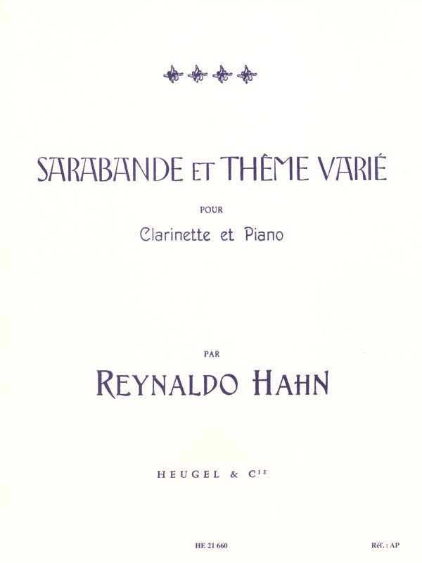 Reynaldo Hahn: Sarabande Et Thème Varié (Clarinet/Piano)