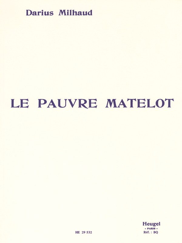 Milhaud Darius Pauvre Matelot Voice & Piano Book