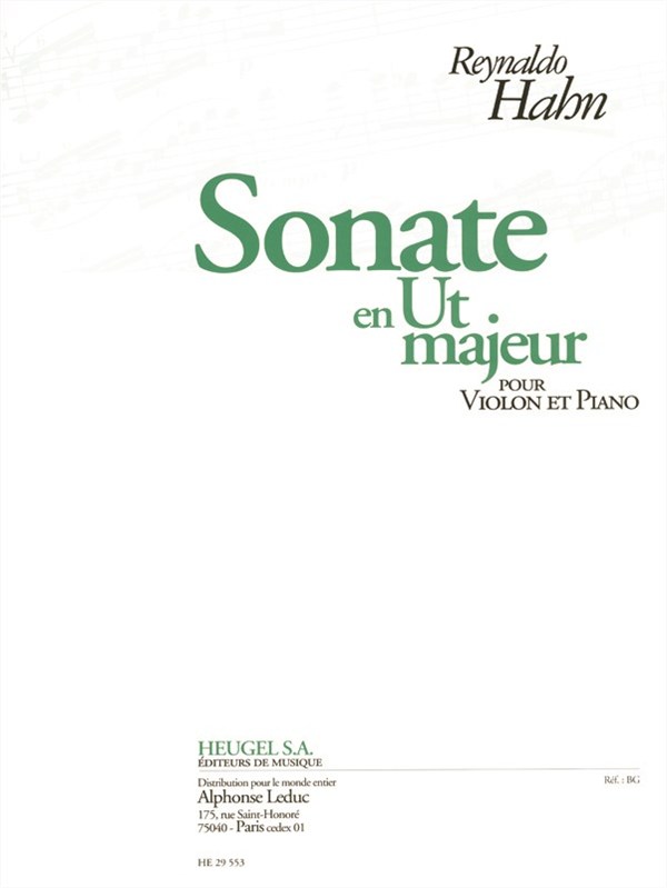 Reynaldo Hahn: Sonata In C Major (Violin/Piano)