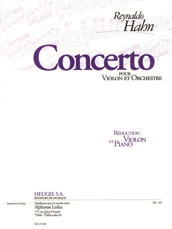 Reynaldo Hahn: Concerto (Violin & Piano)