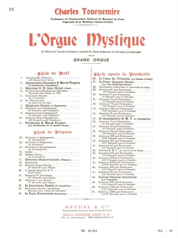 Charles Tournemire: L'Orgue mystique Vol.26: In Festo Ss. Trinitatis (Organ)