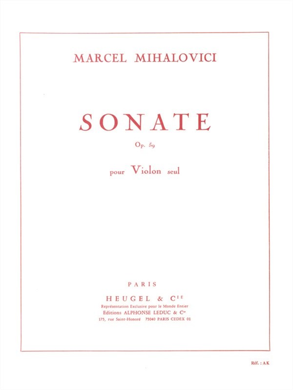 Marcel Mihalovici: Sonate Op.59 (Violin solo)