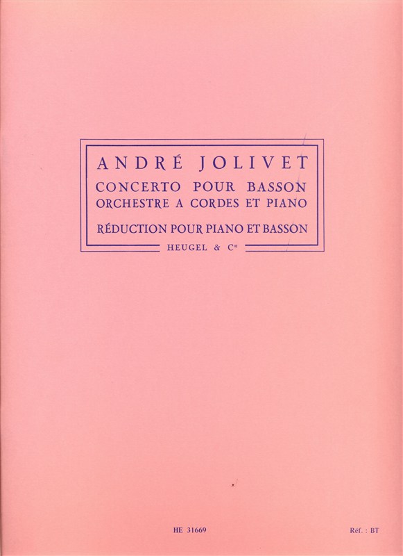Concerto pour basson, orchestre à cordes et piano version pour piano et basson