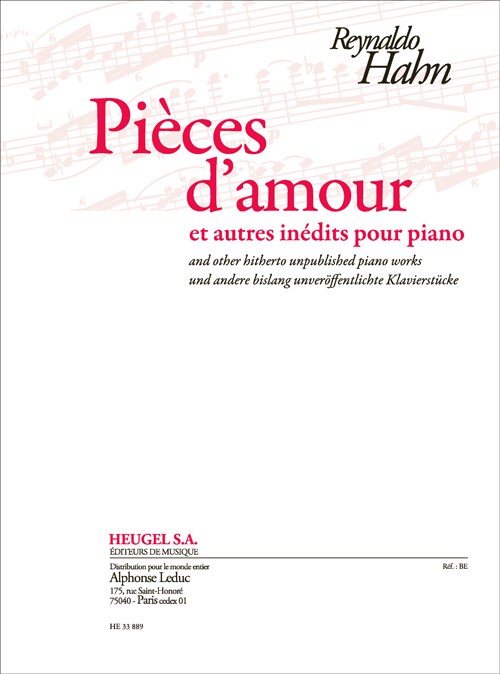 Hahn: Pièces d'amour et autres inédits pour piano