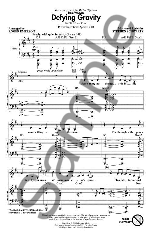 Stephen Schwartz: Defying Gravity (Wicked) - SAB