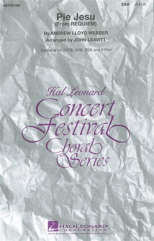 Andrew Lloyd Webber: Pie Jesu (Requiem) - arr. Leavitt (SSA)