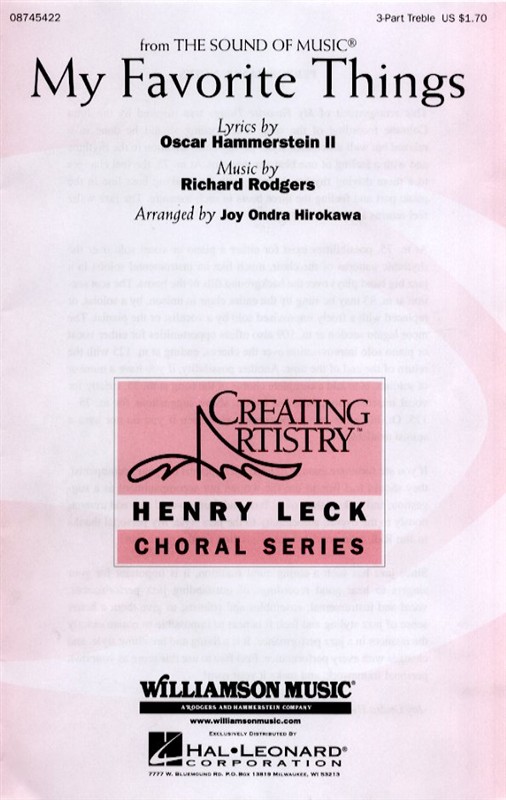 Rodgers And Hammerstein: My Favourite Things (The Sound Of Music) - 3-Part Treble