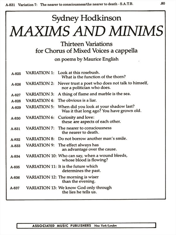 Nearer To Consciousness Var 7the Nearer To Death (From Maxims And Minums)