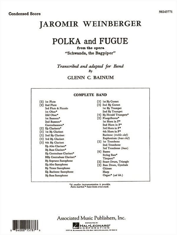 Polka & Fugue Concert Condensed Score From Schwanda The Bagpiper