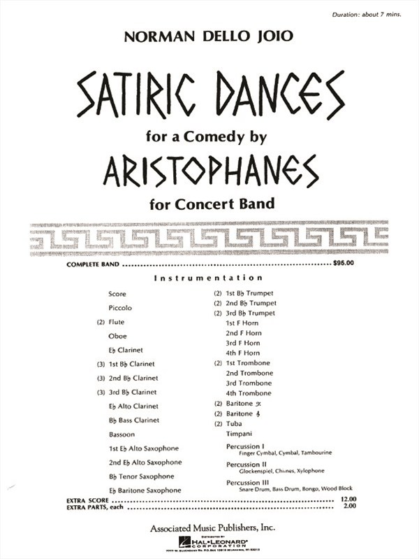 Satiric Dances Concert Band Full Score