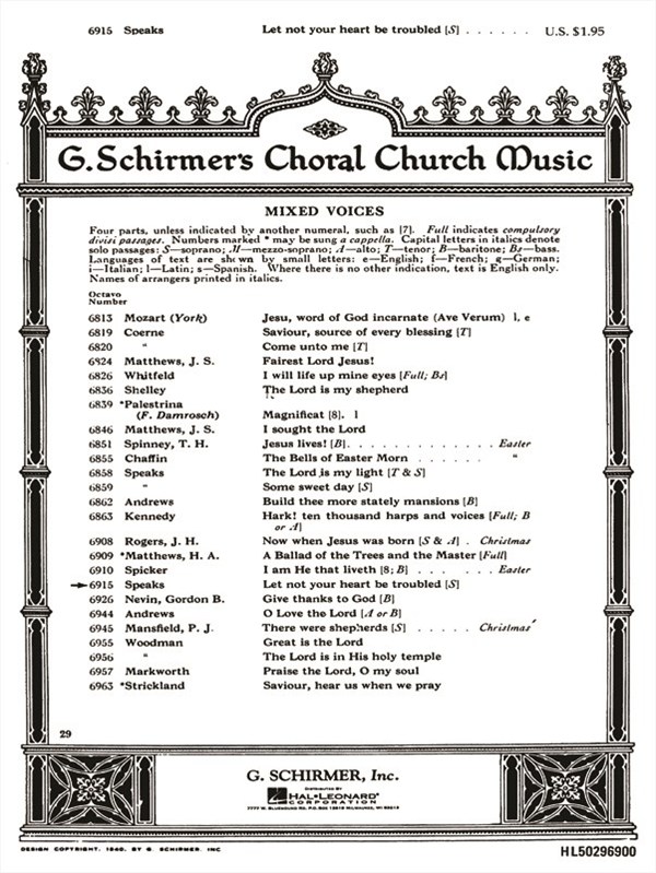 Let Not Your Heart Be Troubled Soprano Solo Organ
