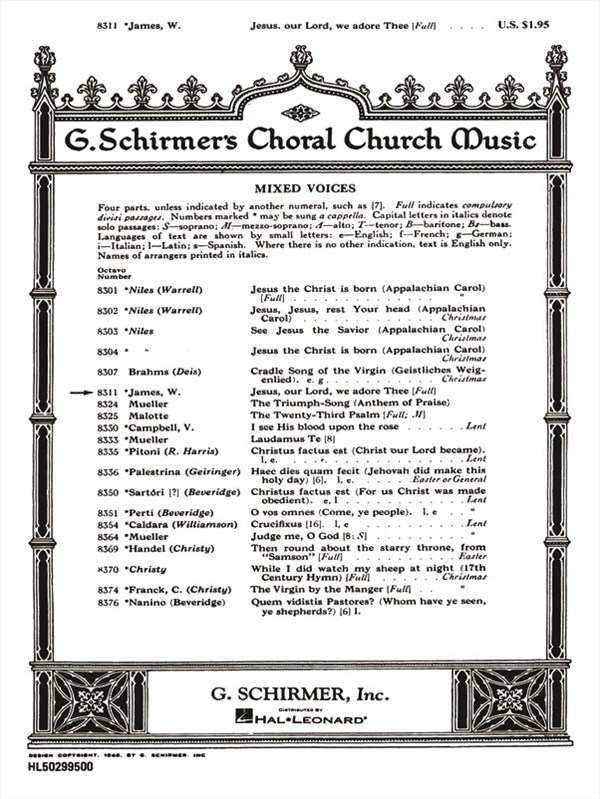 Jesus Our Lord We Adore Thee Piano A Cappella