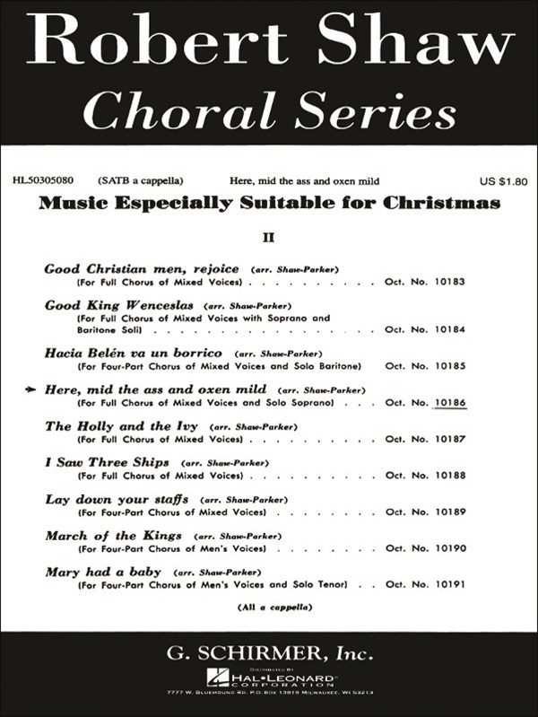 Here Mid The Ass And Oxen Mild With Soprano Solo A Cappella
