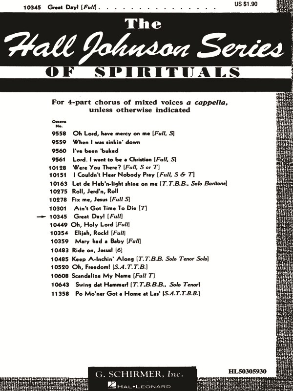 Great Day A Cappella Negro Spiritual