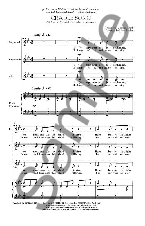Arr. Marie Pooler: Cradle Song