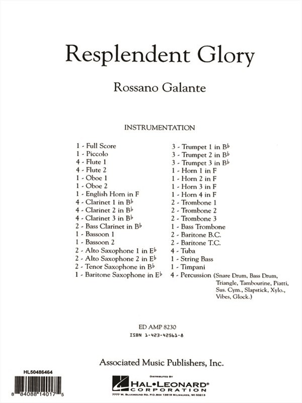 Galante Rossano Resplendent Glory Full Score Only