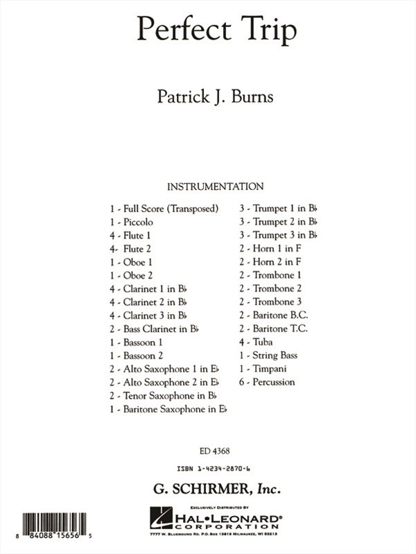 Burns Patrick A Perfect Trip Score Only Full Score