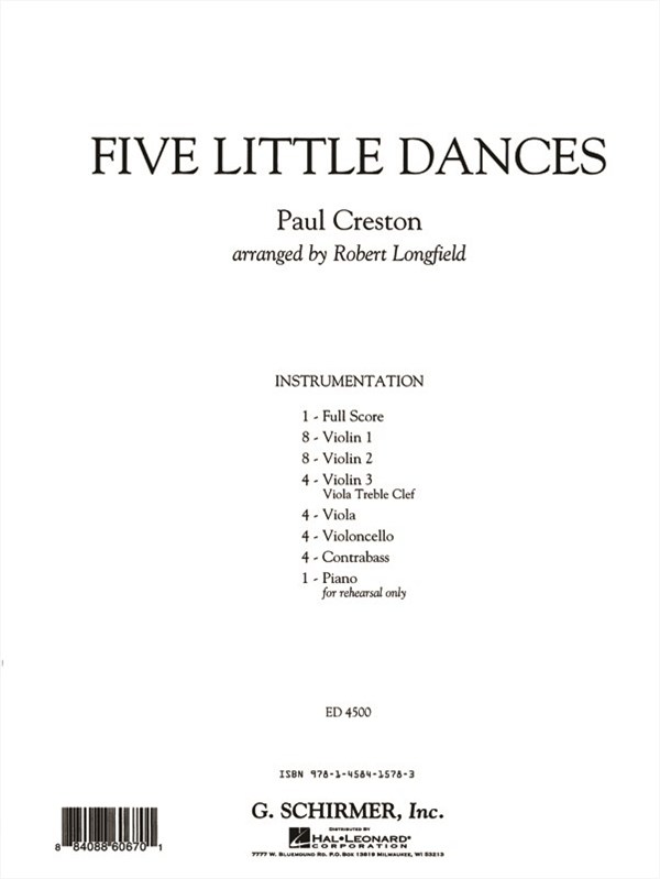 Creston Paul Five Little Dances Orch Full Score