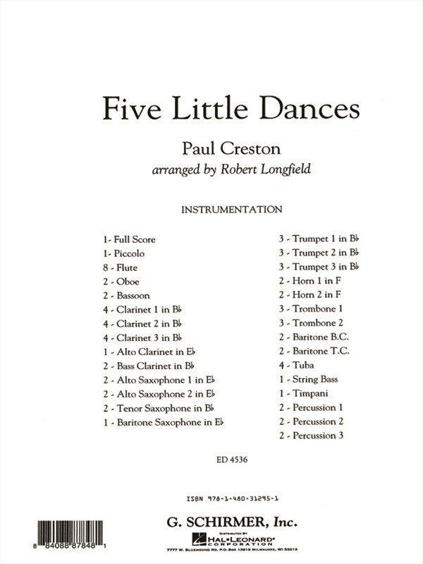 Creston Paul Five Little Dances Band Full Score