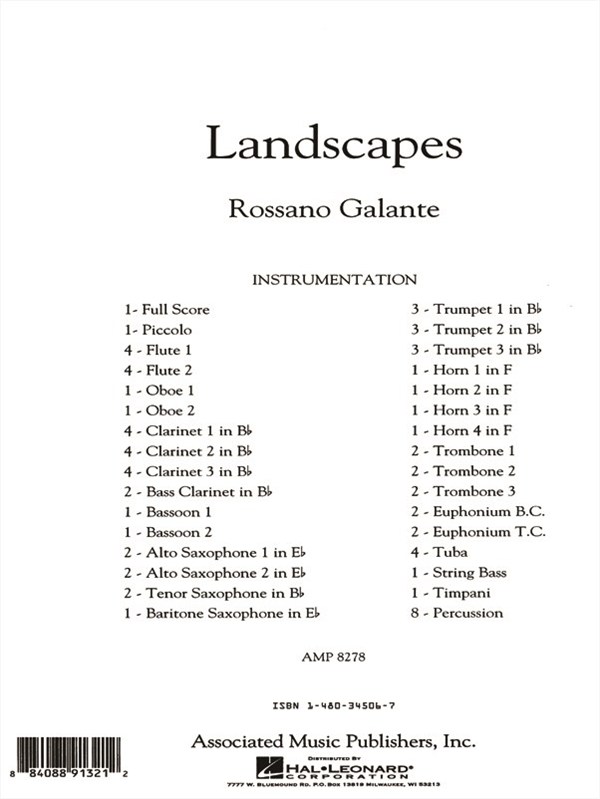 Galante Rossano Landscapes Full Score Only