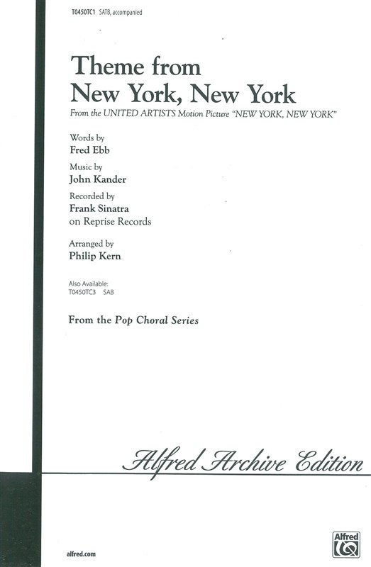 John Kander: Theme From New York, New York (SATB)