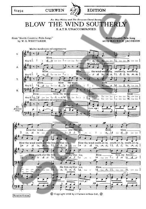 Jacobson, M Blow The Wind Southerly Satb