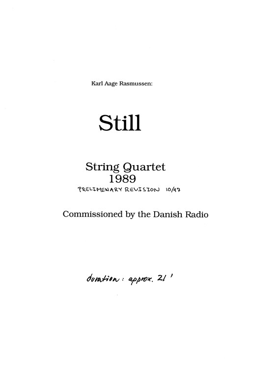 Rasmussen String Qrtt No4 Still Sc