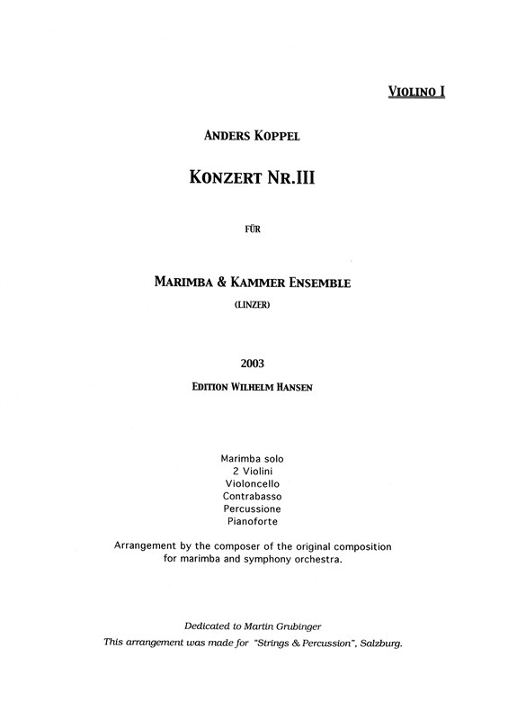 Koppel Concerto No.3 Marimba Pts Cha