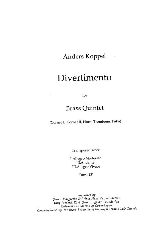 Koppel Divertimento Brss Quintet F/S
