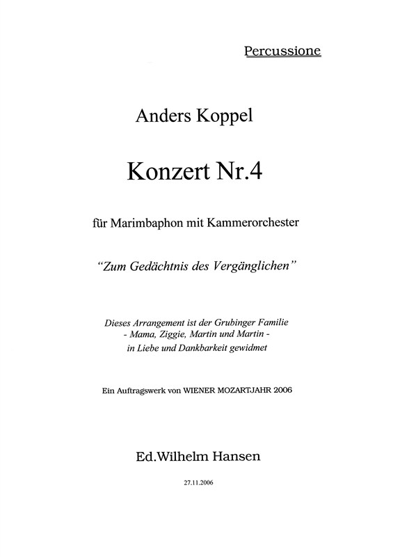 CONCERTO NO. 4 FOR MARIMBA (2006 VERSION)