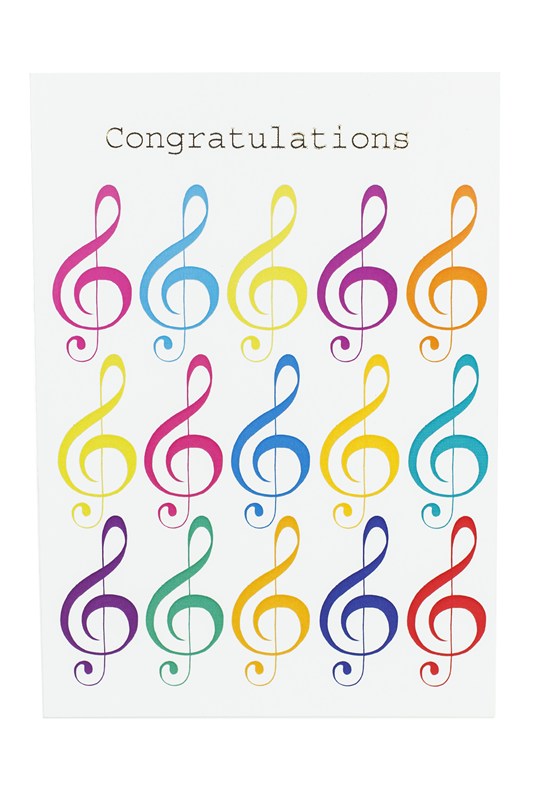 Little Snoring: 7” x 5" Congratulations Card - Jazzy Treble Clef Design