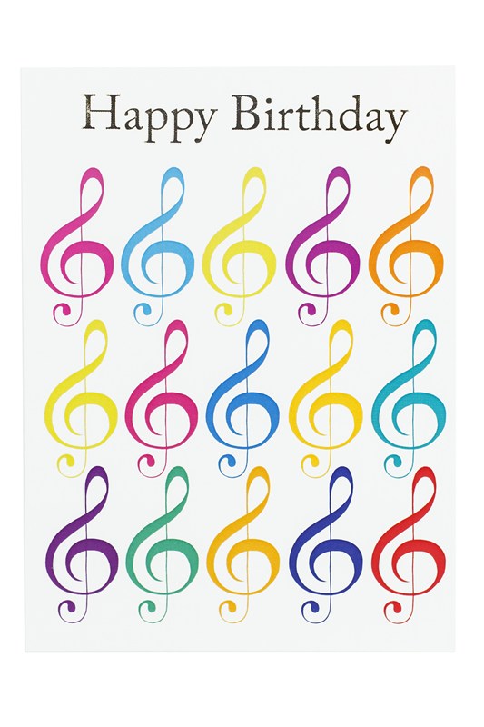 Little Snoring: 7” x 5" Happy Birthday Card - Jazzy Treble Clef Design