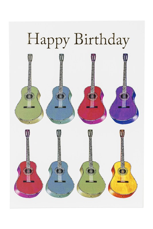 Little Snoring: 7” x 5" Happy Birthday Card - Jazzy Acoustic Guitar Design